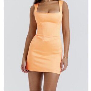 House of CB Enya Corset Mini Dress Apricot/Gold Jewel-Tone Medium NWT